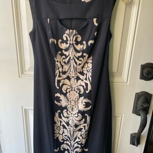 Elegant Black and Gold Sheath Cocktail Dress